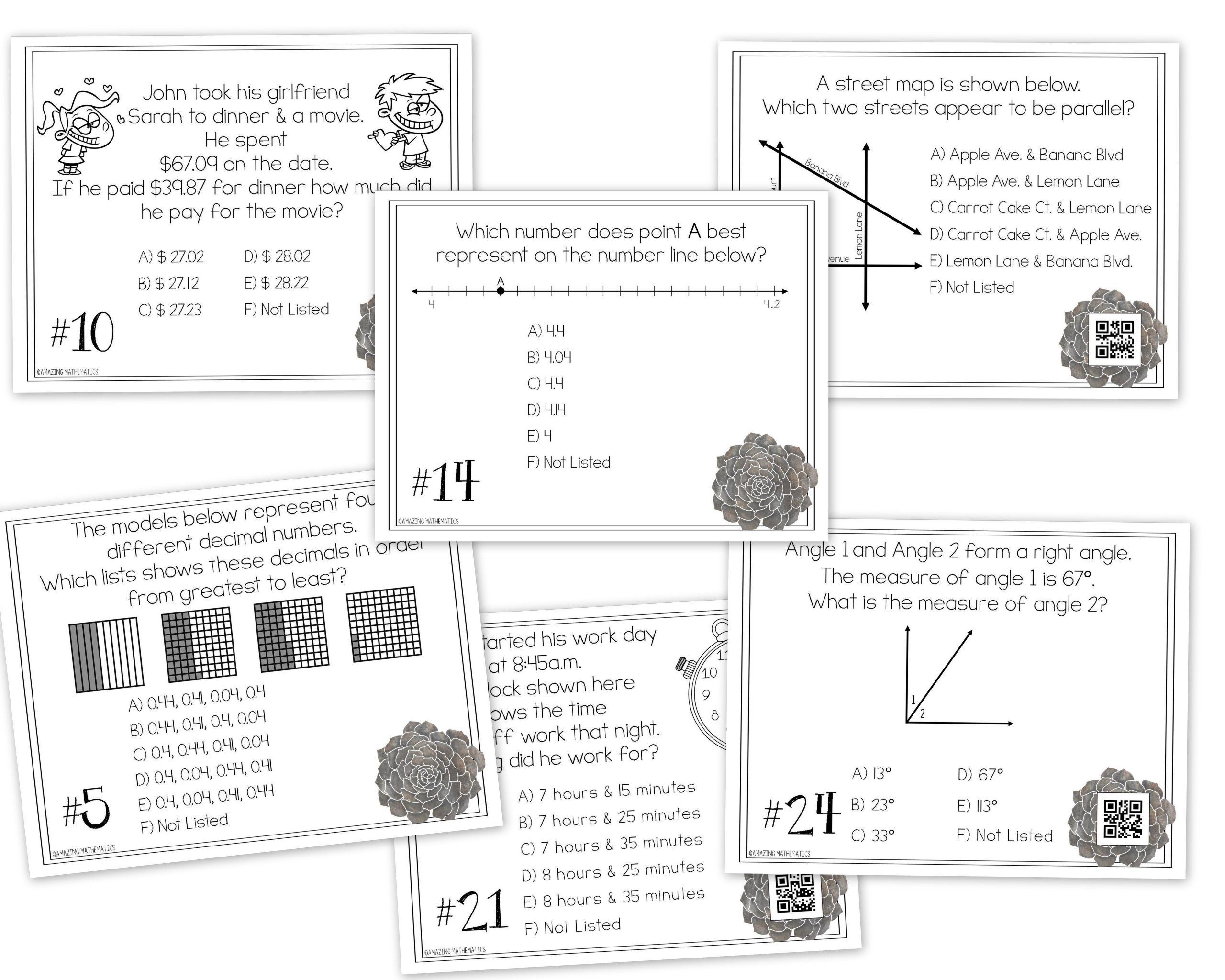 4Th Grade Math Staar Review &amp;amp; Prep - Task Cards | Math