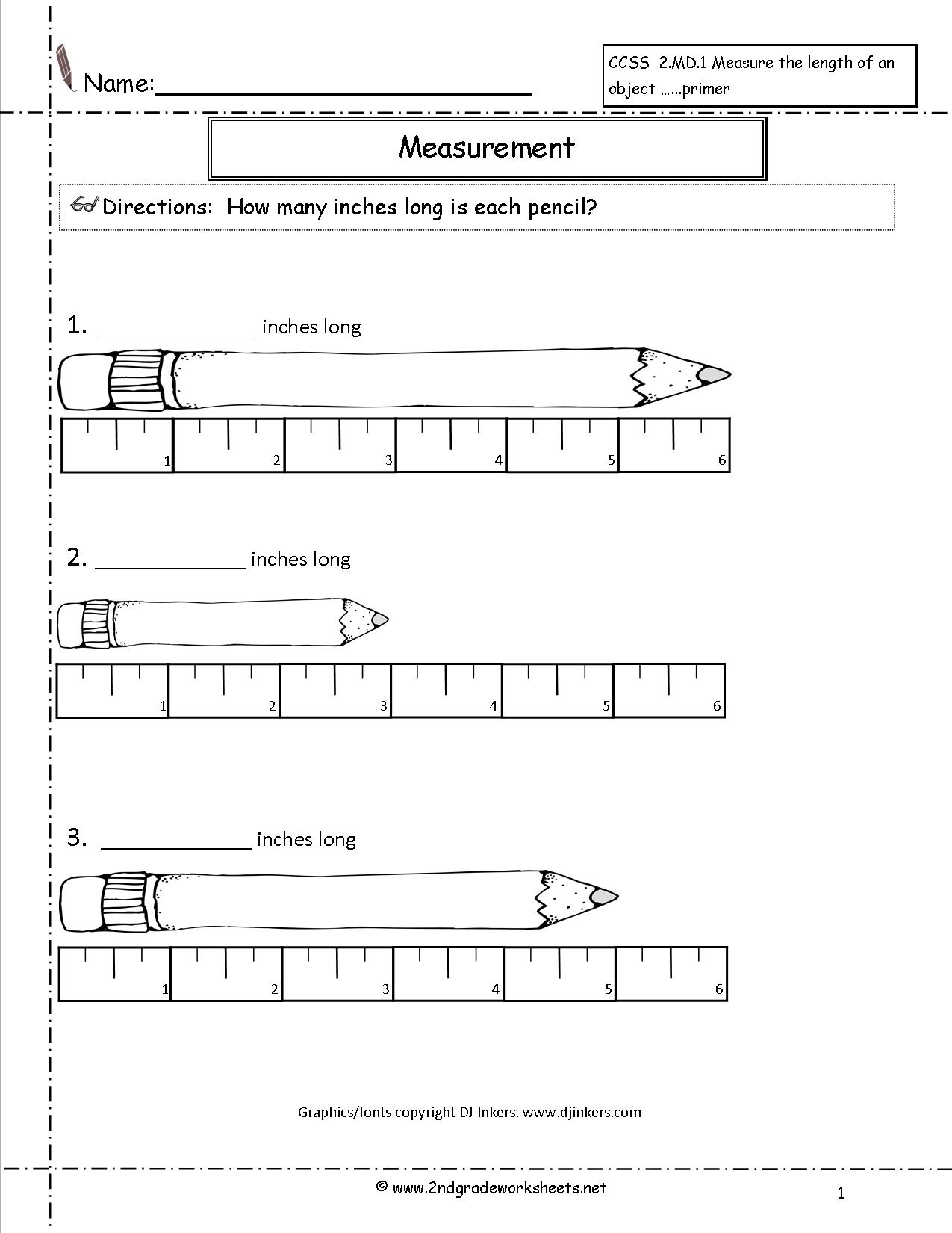 Ccss 2.md.1 Worksheets, Measuring Worksheets