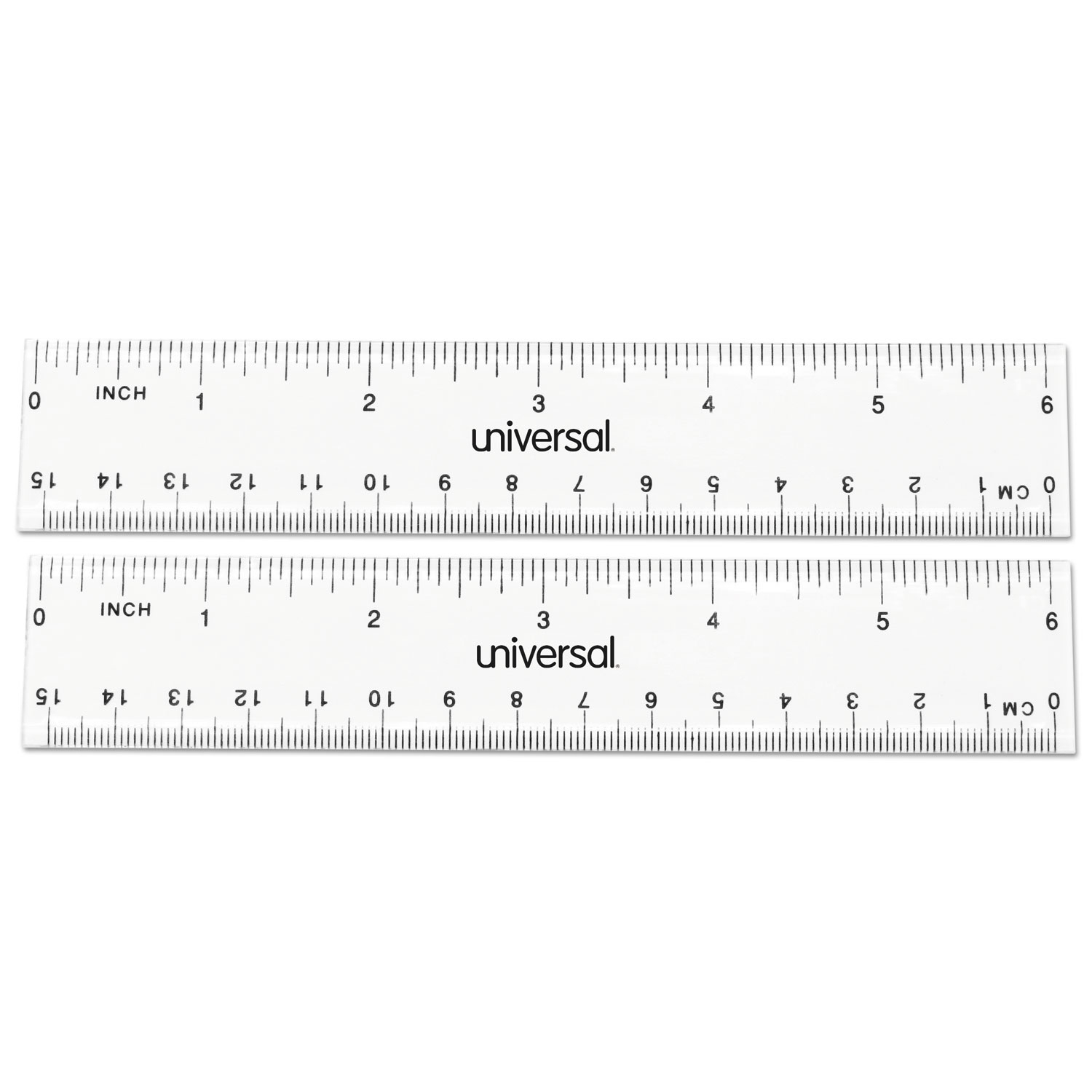 Clear Plastic Ruler, Standard/metric, 6&amp;quot;, 2/pack
