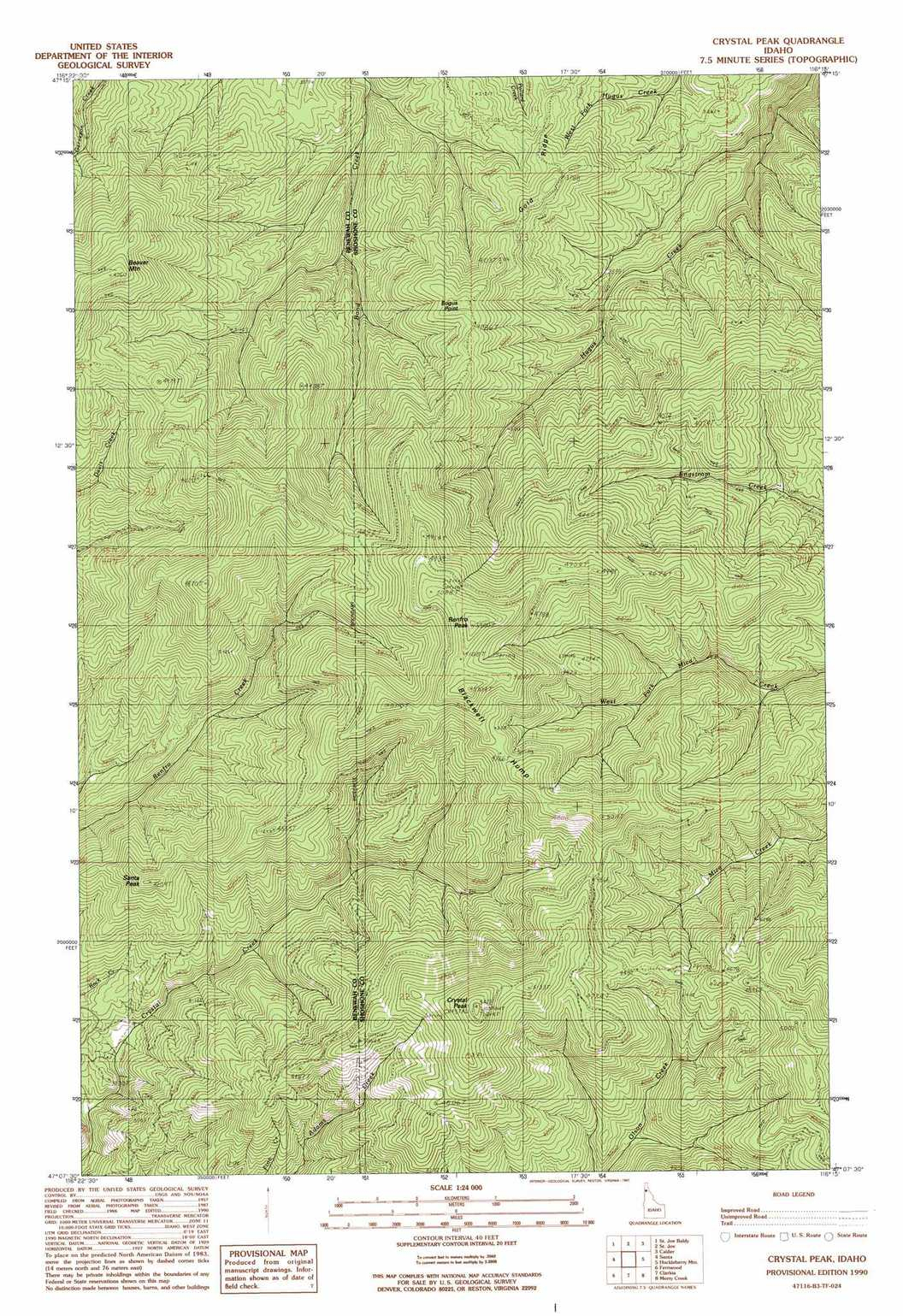 Crystal Peak Topographic Map, Id - Usgs Topo Quad 47116B3