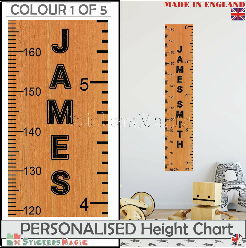 Details About Height Ruler Giant Wooden Print Personalised Height Chart  Wall Stickers Decal Uk