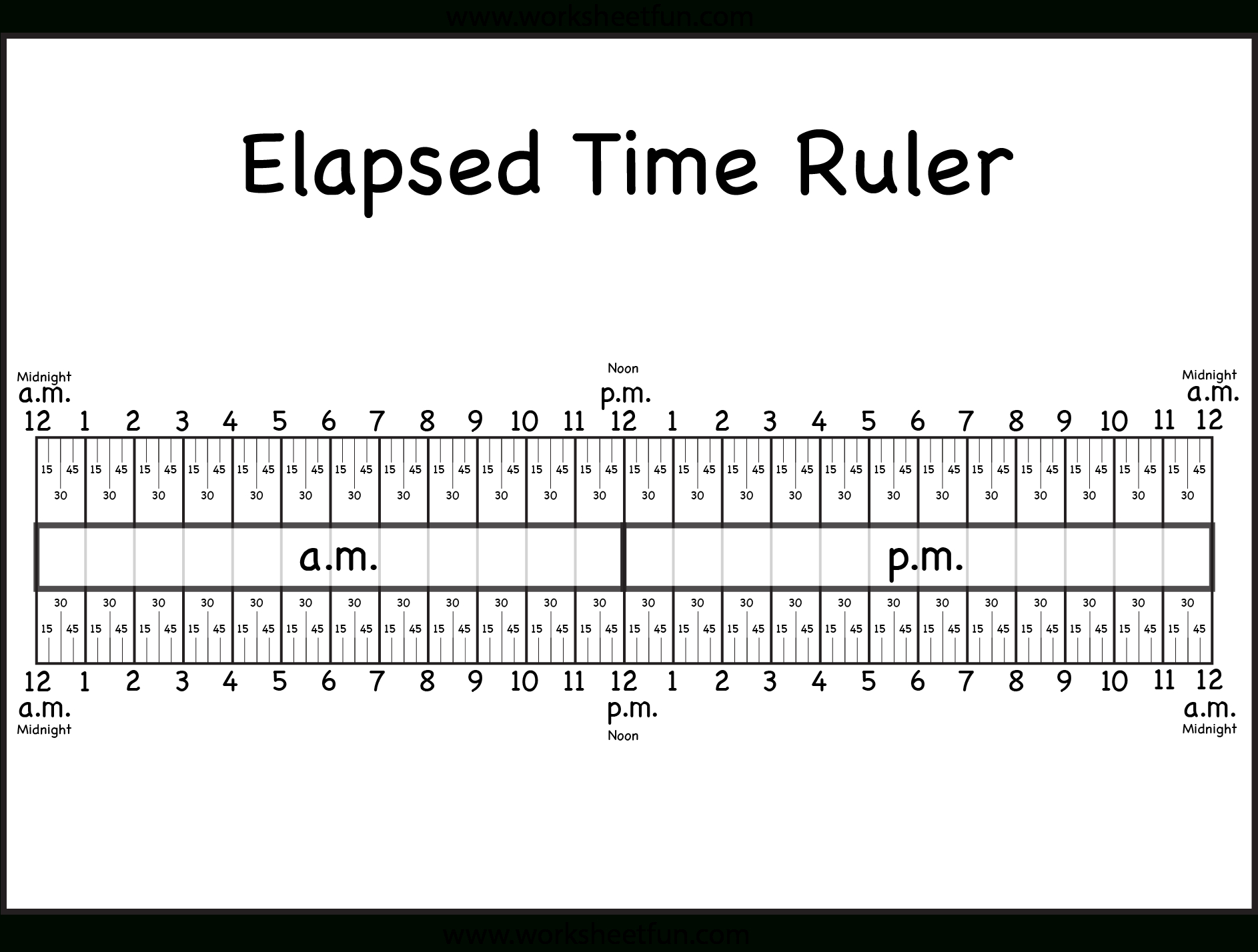 Elapsed Time Ruler – 0, 15, 30, 45, 60 Minutes | Free Math