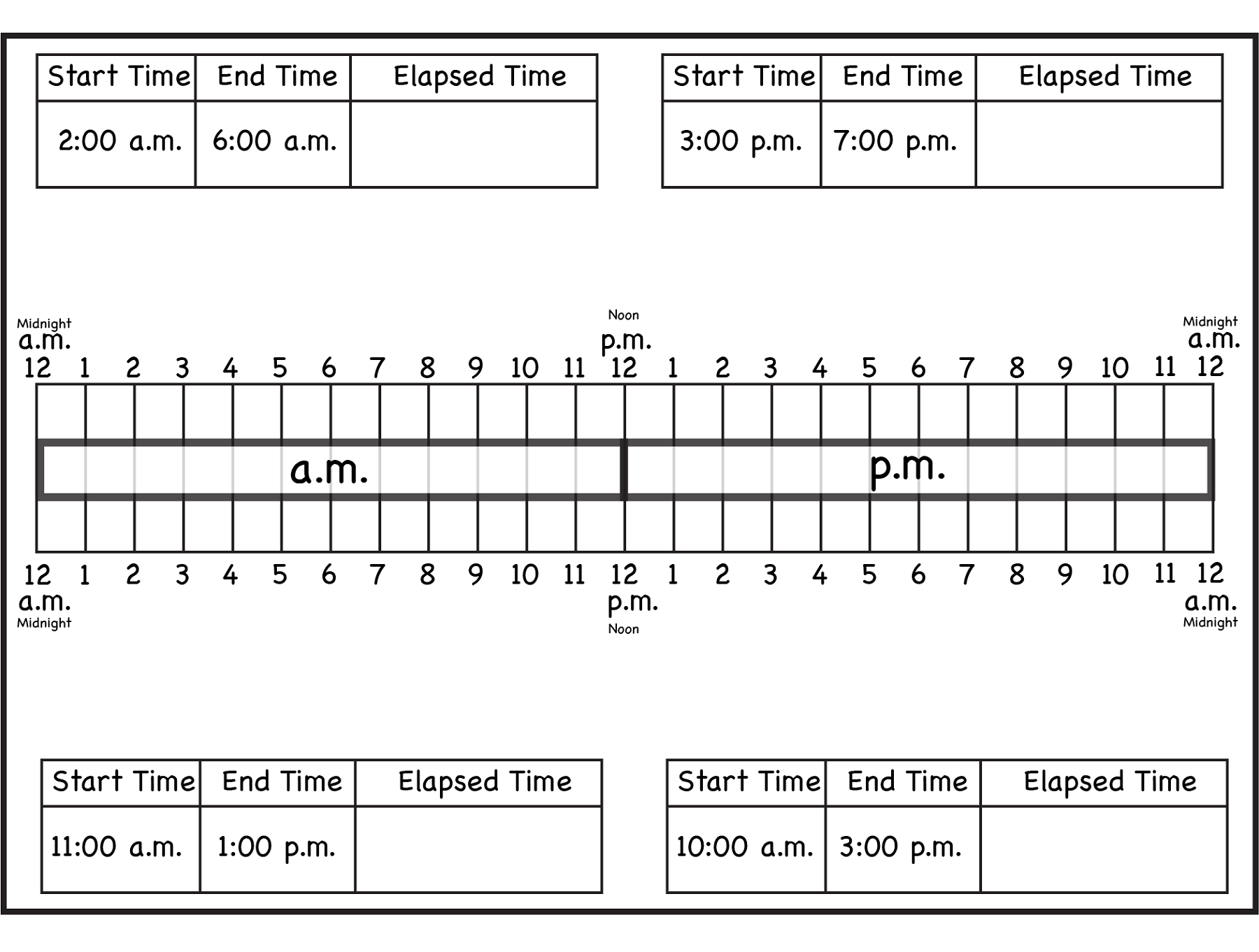 Elapsed Time Ruler To Print | Free Math Worksheets, Math