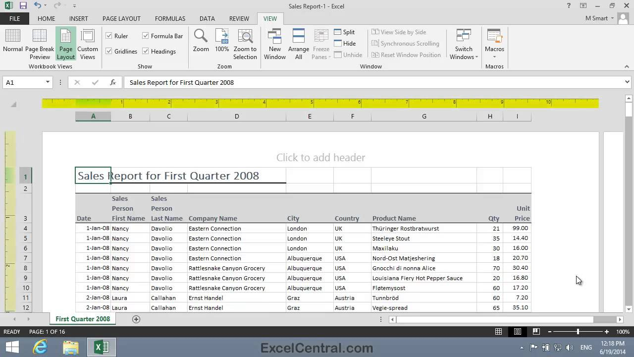 Excel Tutorial: Excel Margin And Page Layout View | Excelcentral