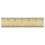 Flat Wood Ruler W/double Metal Edge, 12", Clear Lacquer Finish