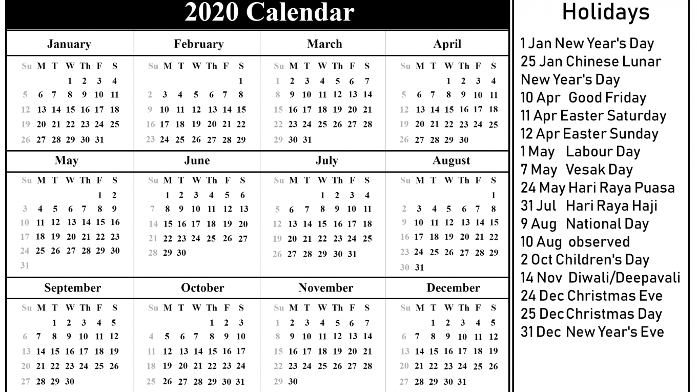 Free Calendar Printable Template -
