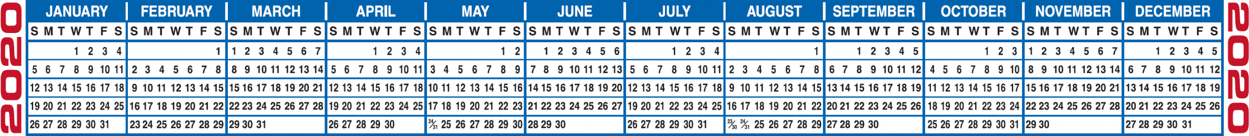 Free Printable 2020 Calendars &amp;amp; 2020 Calendar Strips