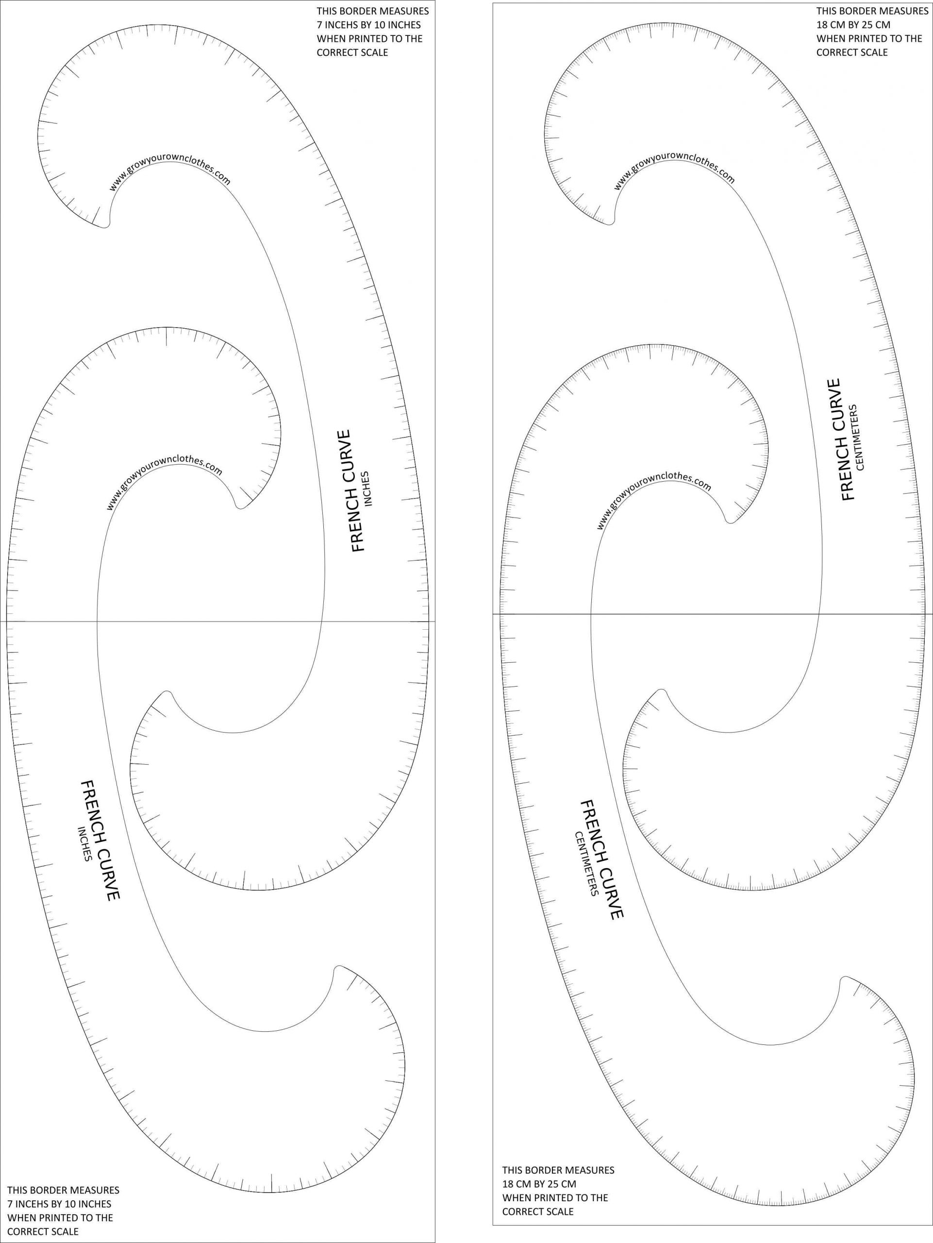 Free Printable Combination French Curve | Grow Your Own Clothes