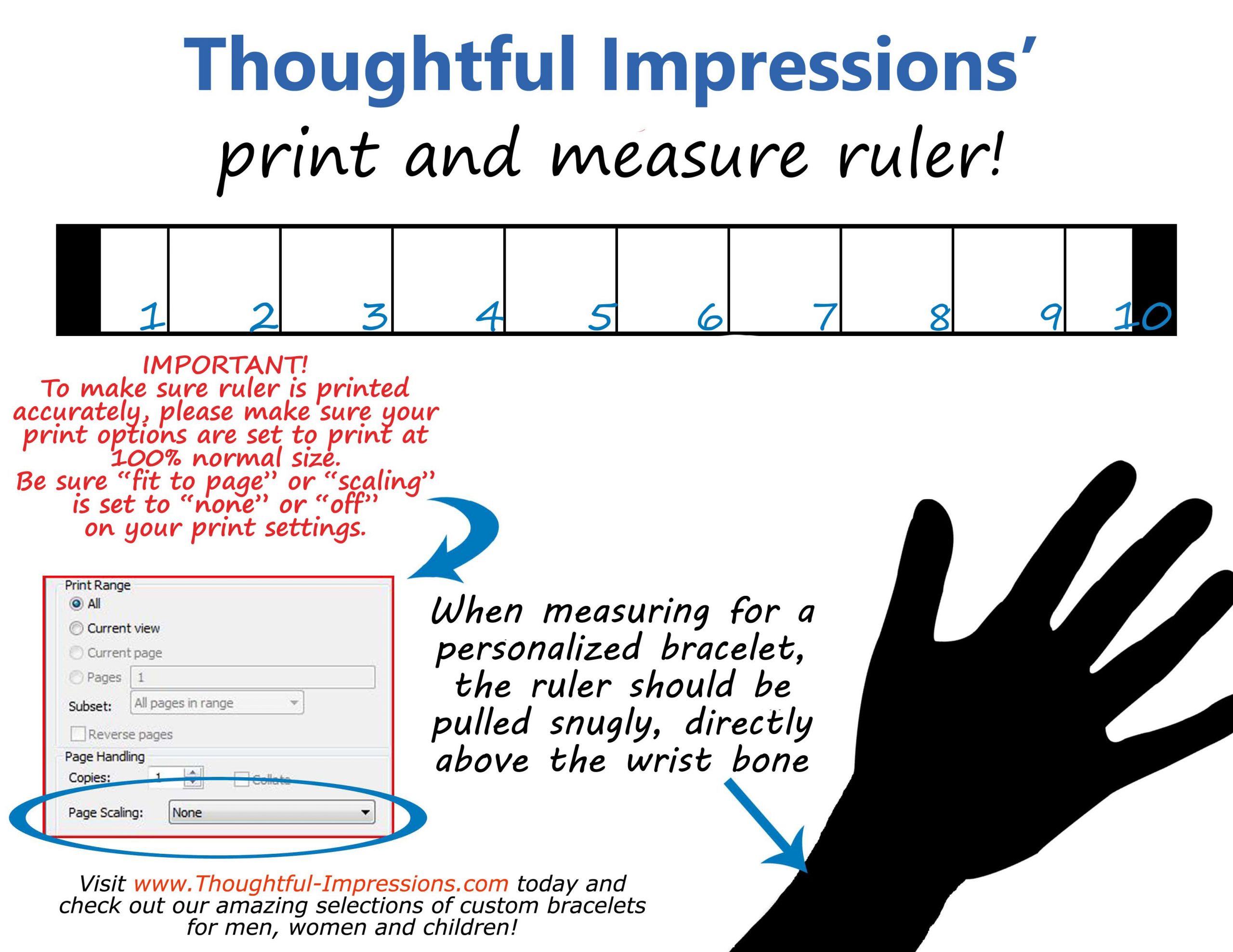 Printable Wrist Measurement