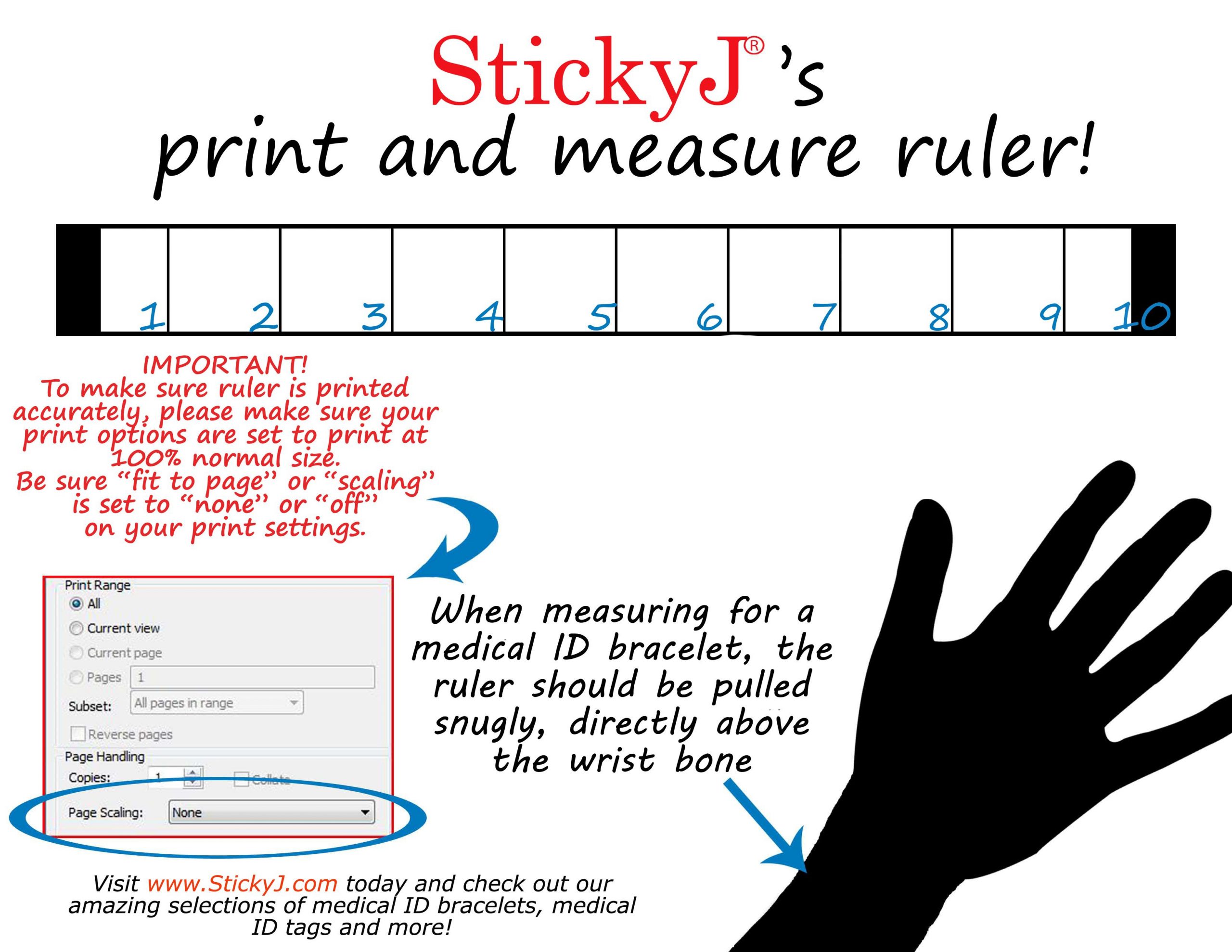 How To Measure Wrist Size Printable For Medical Id Bracelets