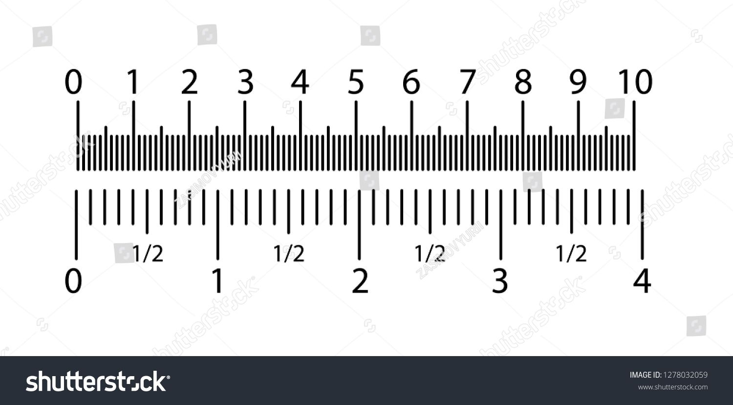 Inch And Metric Rulers Set. Centimeters And Inches Measuring