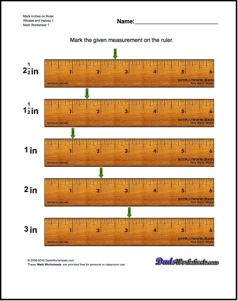 Inches Measurement Worksheets : Mark The Ruler Students Are