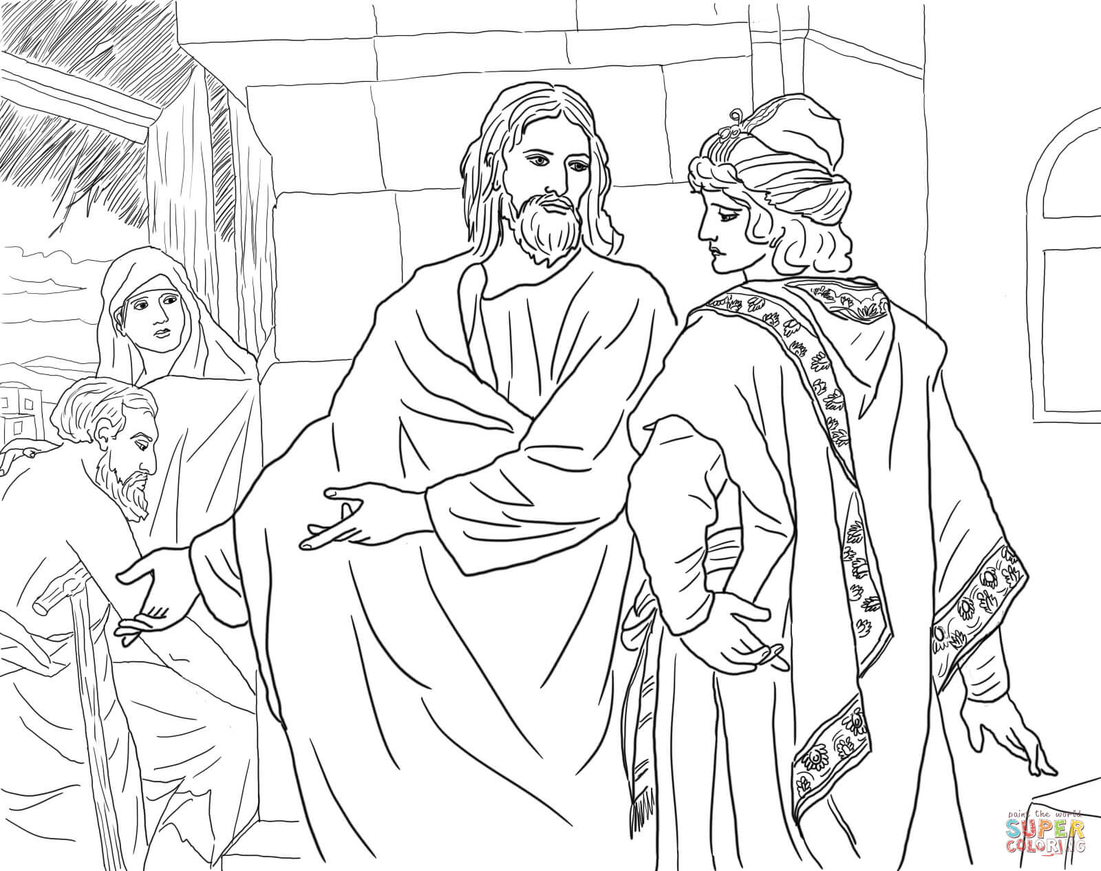 Jesus And The Rich Young Man Coloring Page | Free Printable