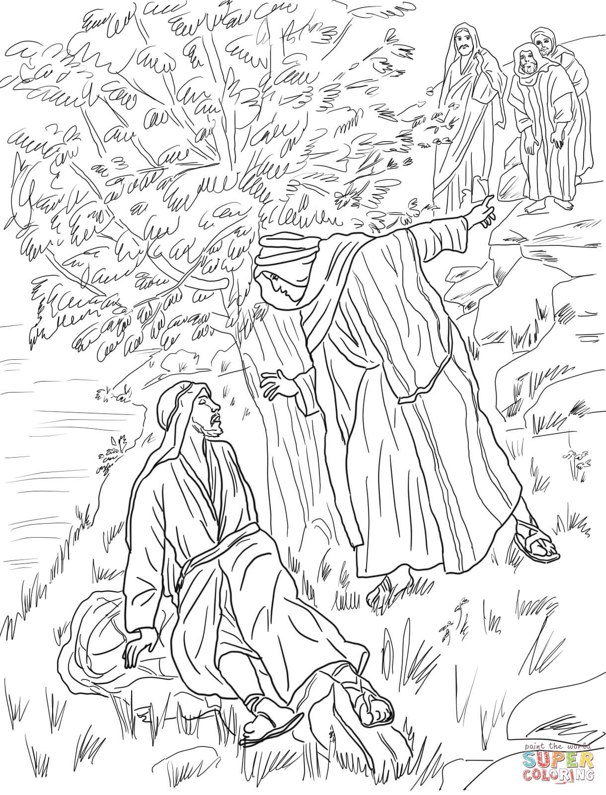 free printable coloring page the rich young ruler meets jesus