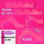 Machine Quilting Ruler, Domestic And Long Arm Quilting Machine Set Of 5,  2" 9", 130 Terry Twist Printable Patterns Cd For 1/4" Foot