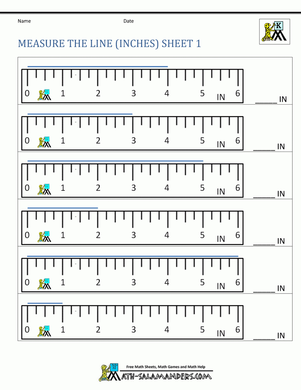Math Worksheets For Kindergarten - Measuring Length