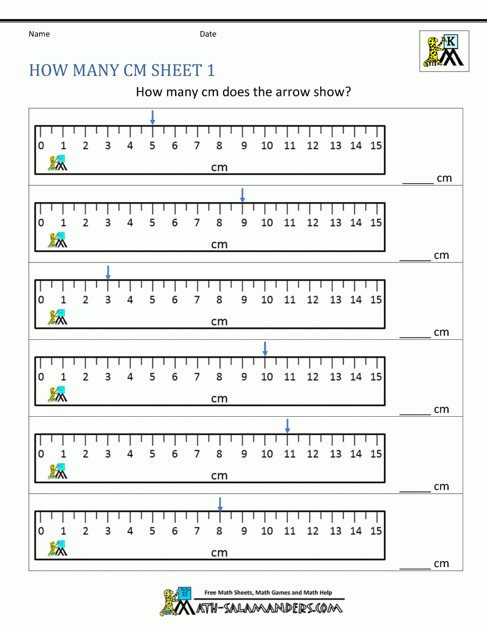 Math Worksheets For Kindergarten - Measuring Length