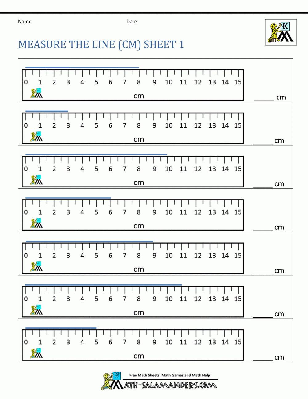 Math Worksheets For Kindergarten - Measuring Length