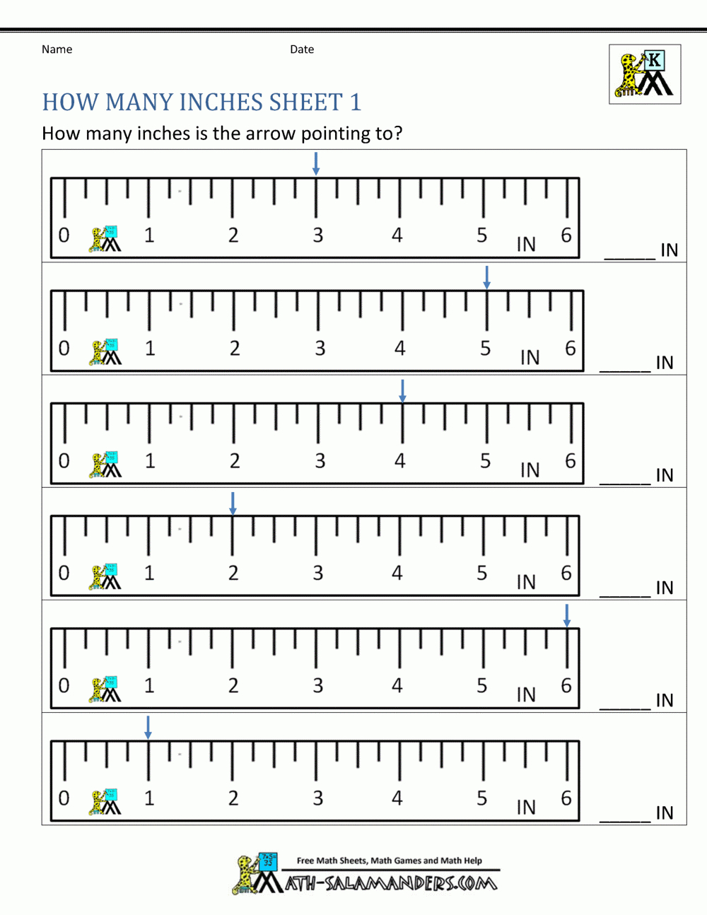 Math Worksheets For Kindergarten - Measuring Length