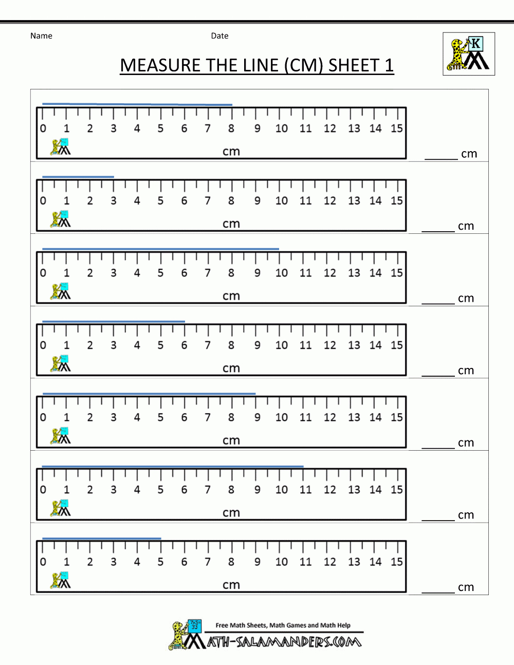 Math Worksheets For Kindergarten - Measuring Length | Math