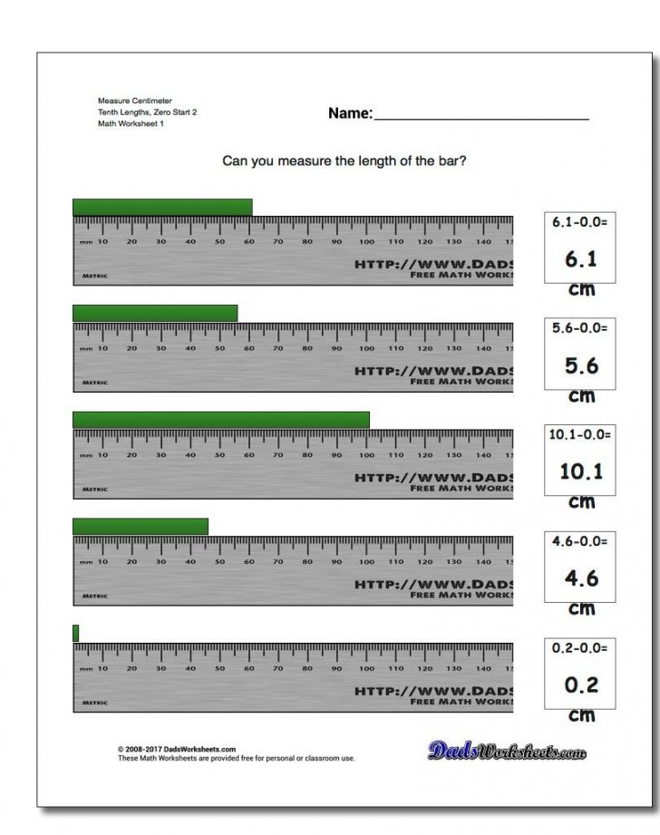 Measure Centimeter Tenth Lengths, Zero Start 2 Metric - Printable Ruler ...