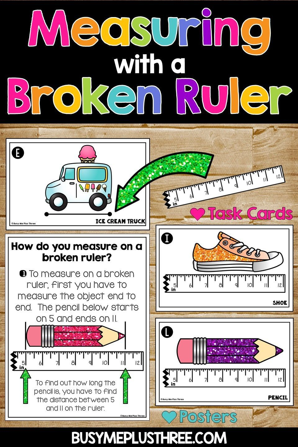 Measuring With A Broken Ruler Task Cards, Posters, And