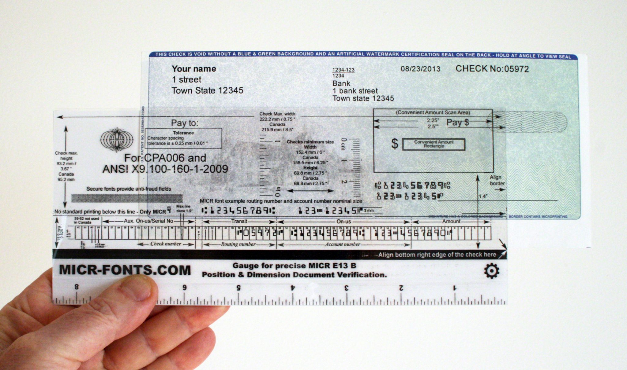 Micr Check Position Gauge Printable Ruler Actual Size