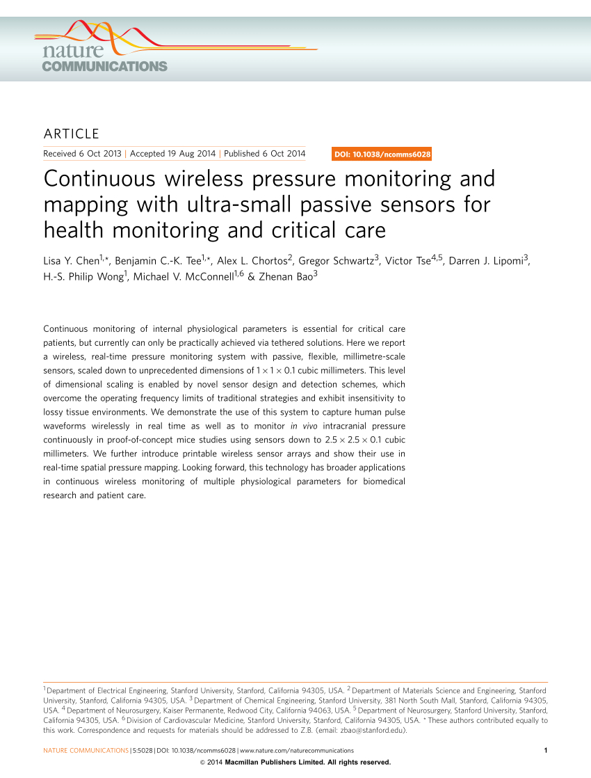 Pdf) Continuous Wireless Pressure Monitoring And Mapping