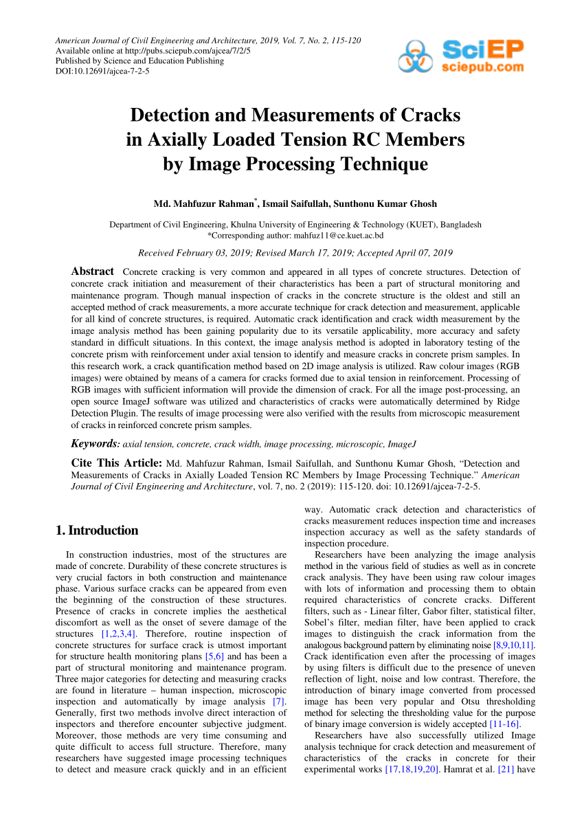 Pdf) Detection And Measurements Of Cracks In Axially Loaded