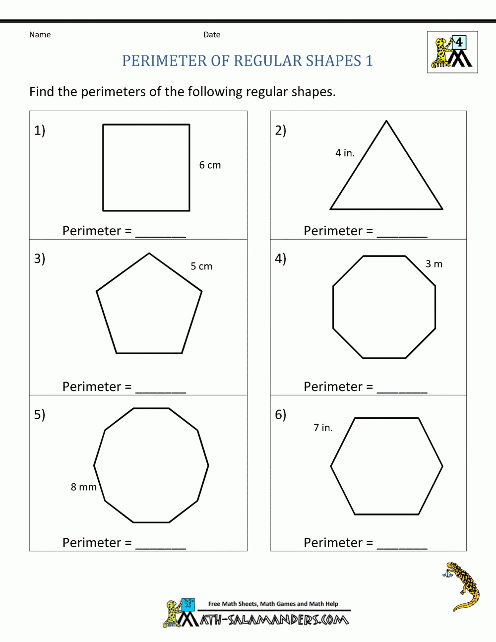 Perimeter Worksheets