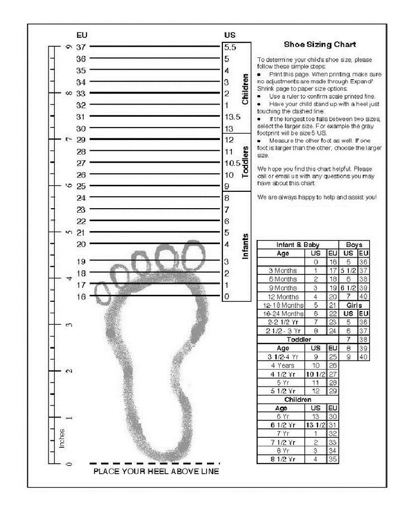 Printable-Shoe-Size-Chart-Adult-1 – Sovereign Lake Nordic Centre