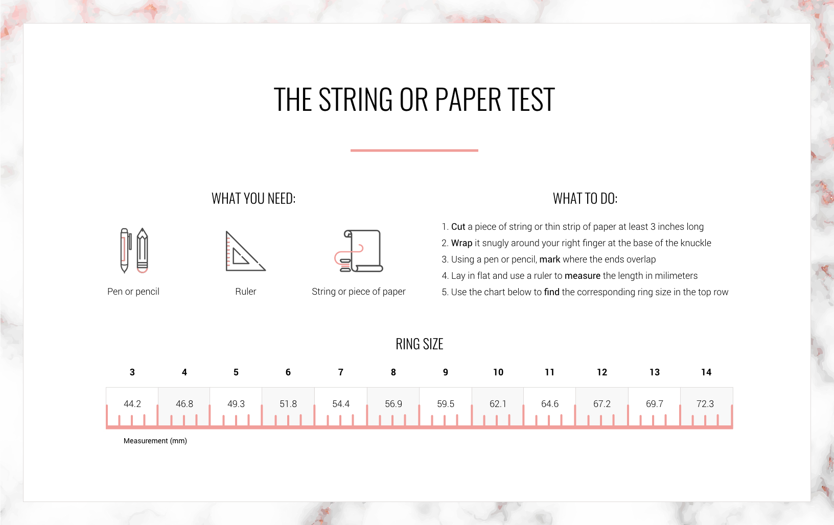 ring size guide blush and bar printable ruler actual size