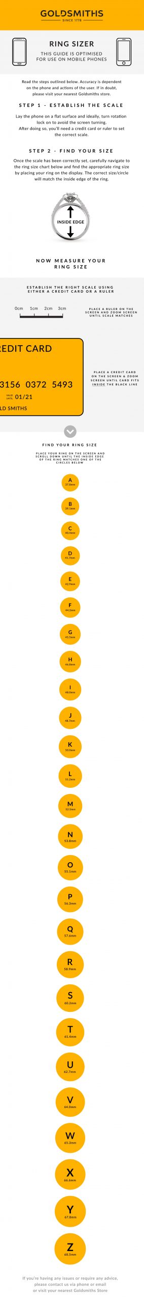 ring size guide goldsmiths printable ruler actual size