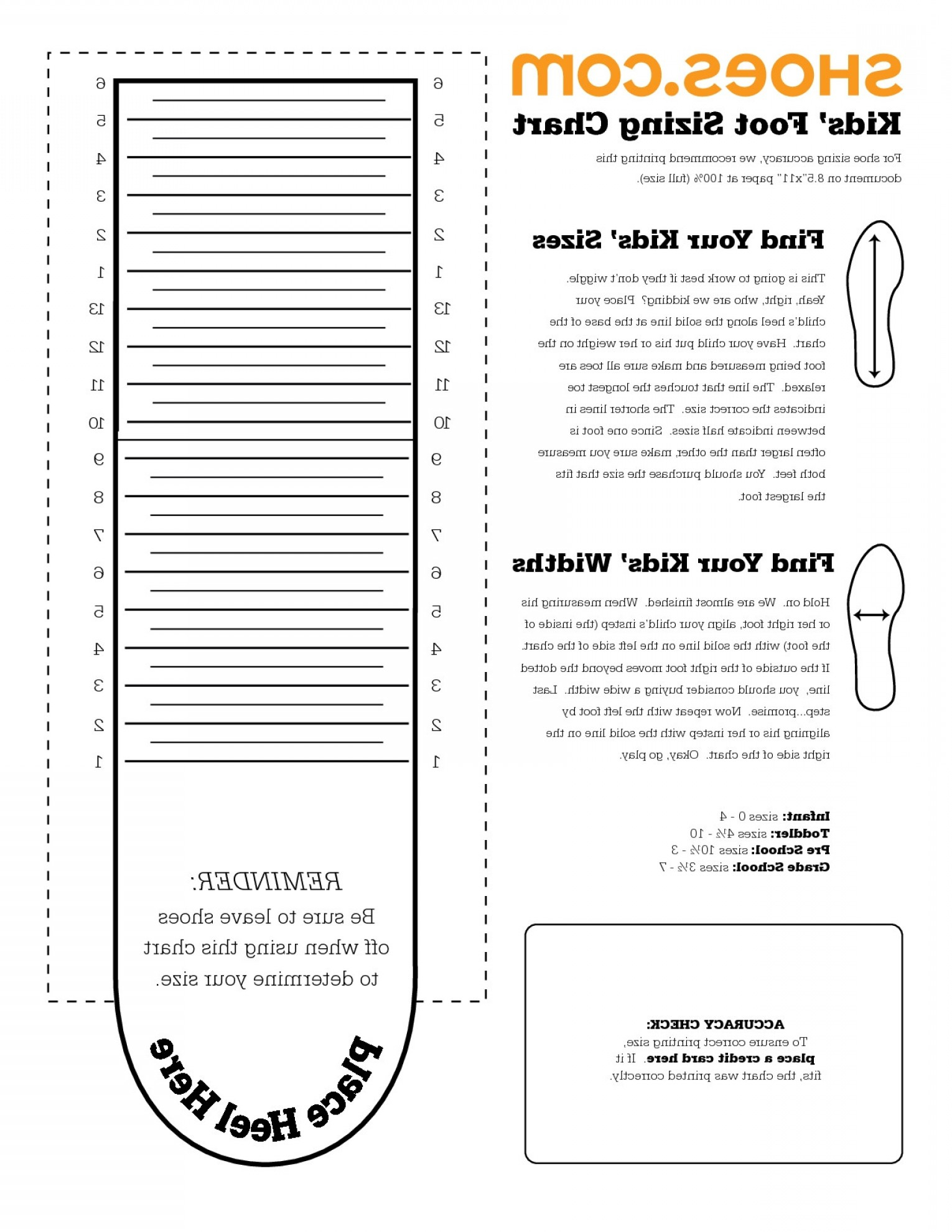 Shoe Size Ruler Printable Image