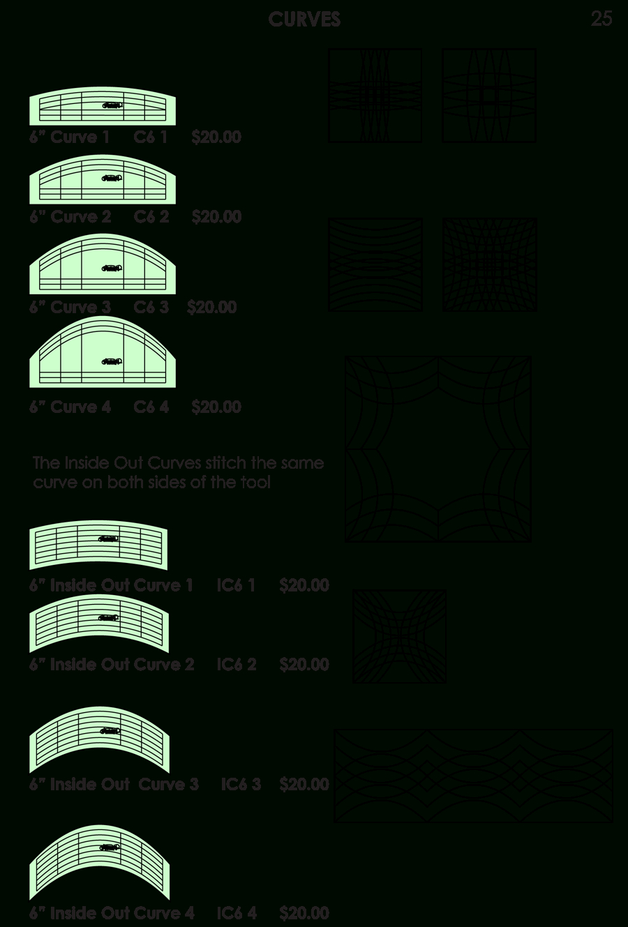 Sew Steady Westalee Curves, Curved Arc Ruler Templates