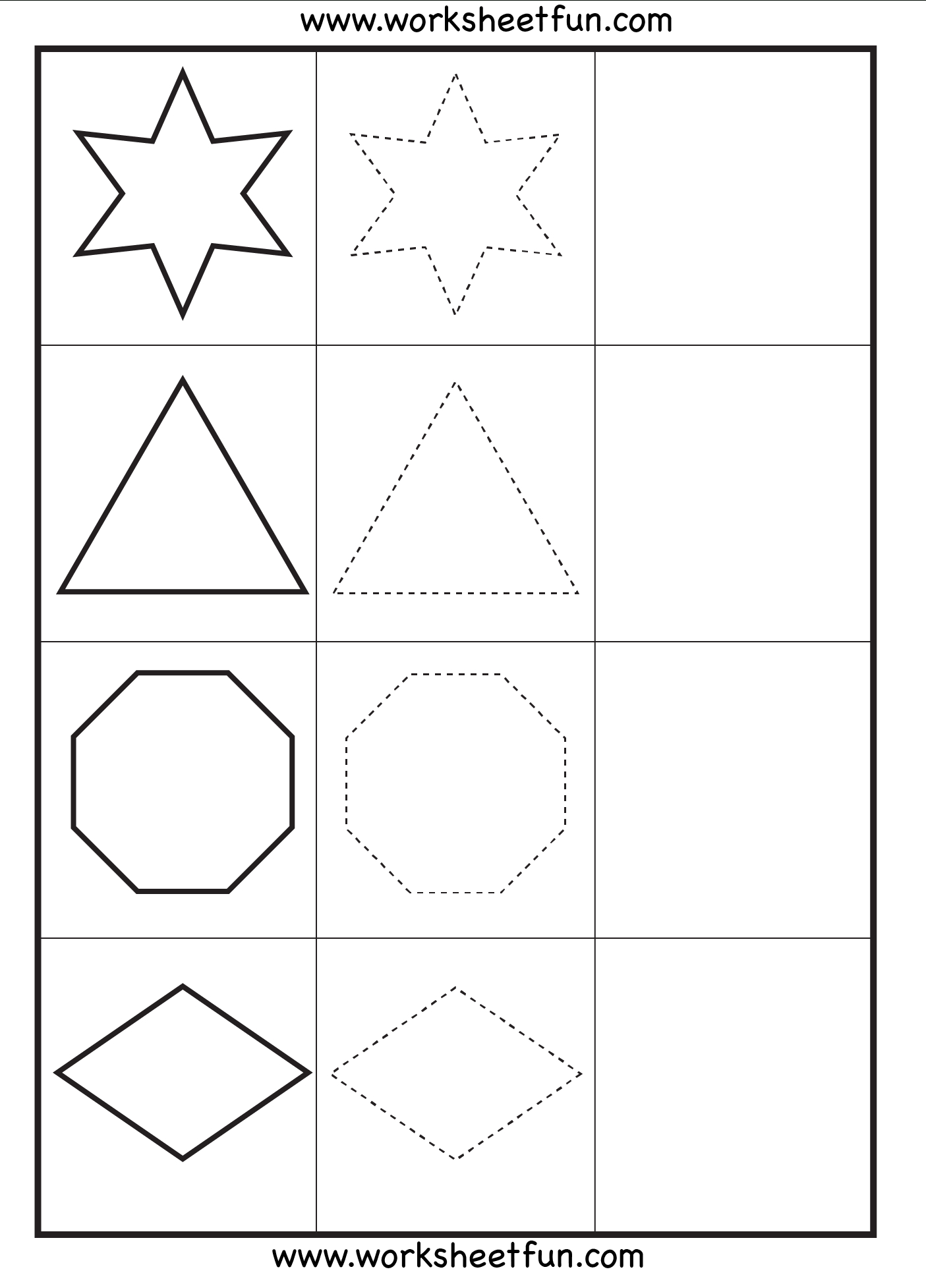 Shape Tracing Circle Pentagon Oval Heart Square Printable Ruler 