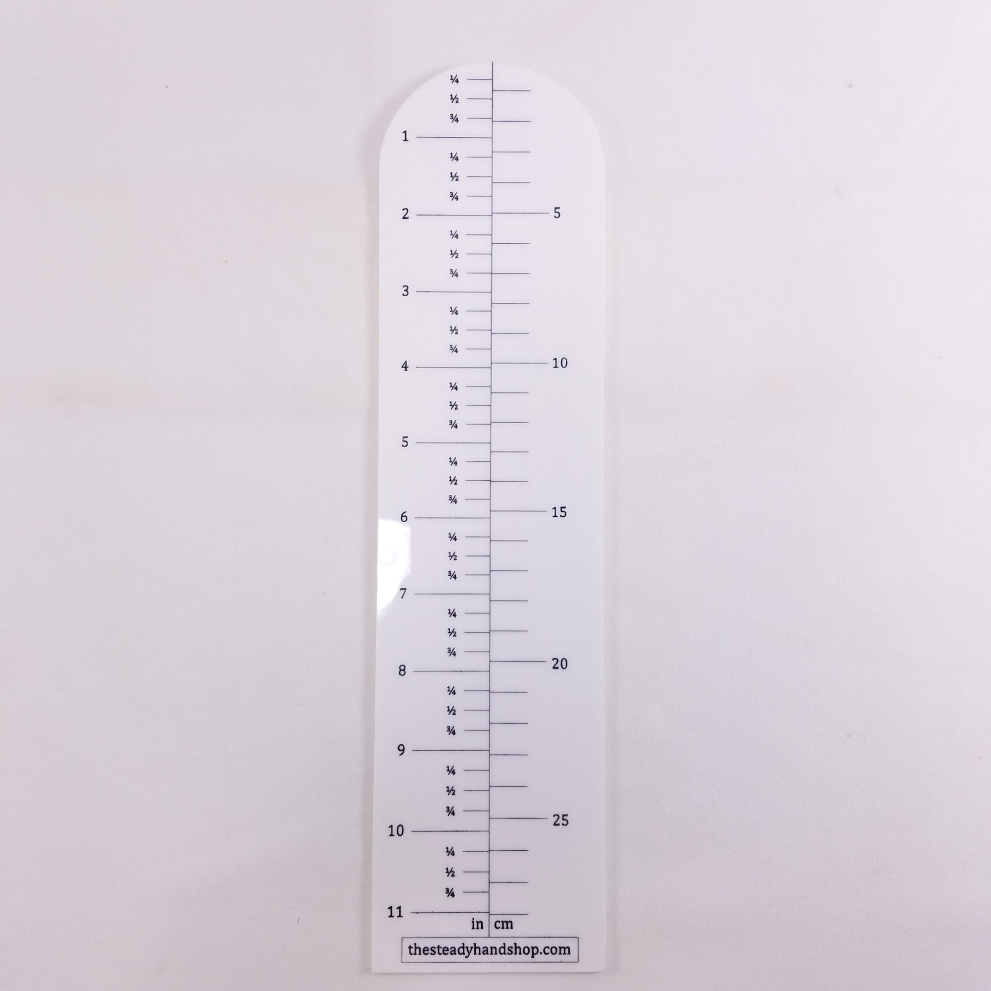 White Acrylic Sock Ruler Knitting Tool / Adult, Youth And