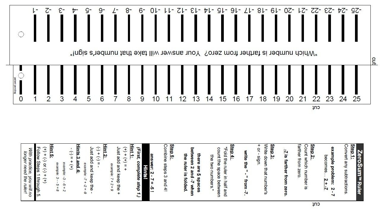 Zerosum Ruler | Math, Negative Numbers, Ruler